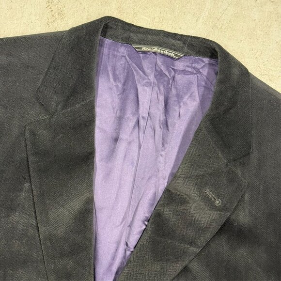 Jack Victor Velvet Herringbone Blazer Soft Corduroy Sport Coat Black 46 L - Picture 5 of 9